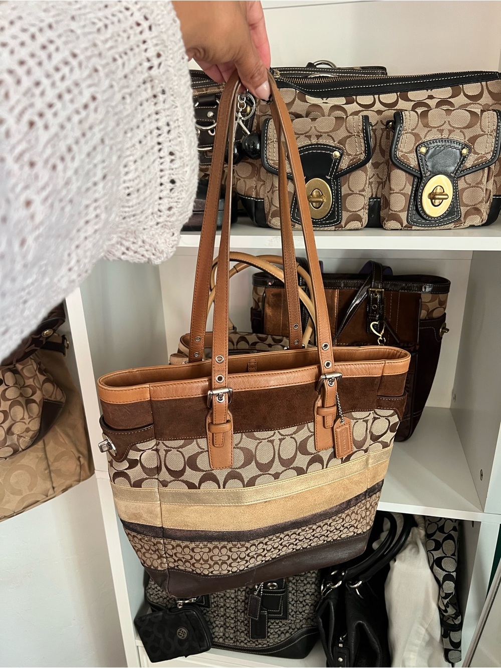 Y2K ICONIC Coach Signature Stripe Patchwork Tote - Picture 14 of 16